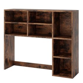 Desktop Bookshelf With 7 Open Cubbies And 3 Adjustable Shelves 2 Anti-toppling Kits For Computer Desk, Writing Desk, Vanity Table, Coffee Bar (Option: Brown)