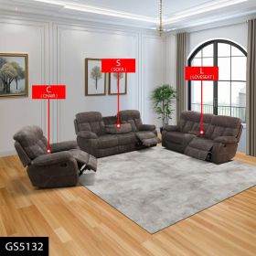 Pickup Only--Brown Cashmere Fleece Living Room Recliner Intelligent 3-Piece Sofa Set (Option: 3pcs)