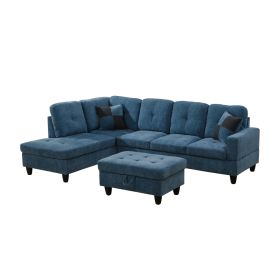 Pickup Only--Blue Flannel 3-Piece Couch Living Room Sofa Set (Option: F122A3PCS  C.S.O)