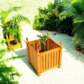 Wood Outdoor Square Wooden Flower And Herb Pot For Garden, Porch And Patio - Outside Plant And Vegetable Container ,Planter,Teak (Option: Teak)