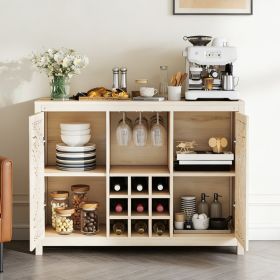 Wine Bar Cabinet With 2 Doors Buffet Storage Liquor Cabinet With Wine Rack And Glass Holder For Living Dining Room Kitchen (Option: Default)