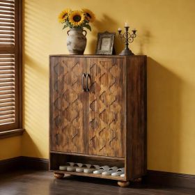 Natural Style Shoe Cabinet,Storage Cabinet (Option: Brown)