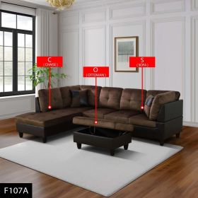Pickup Only--Brown Lint And PVC 3-Piece Couch Living Room Sofa Set (Option: F107A3PCS  C.S.O)