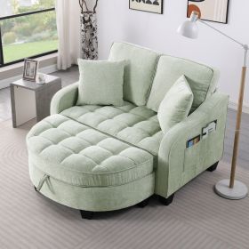 Two-seater Sofa, Double Sofa Chaise Longue, With Irregular Armrests And Backrests, Footrest With Storage Space, Comes With Two Small Throw Pillow (Option: Cyan)