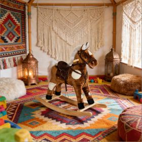 Rocking Horse,Kids Plush Rocking Horse (Option: Brown)