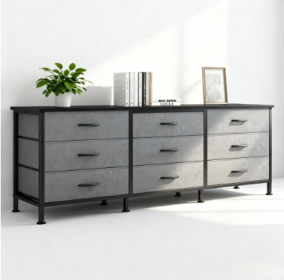 The TV Stand Is Used For Living Room Furniture And Has 9 Fabric Drawers (Option: Gray)