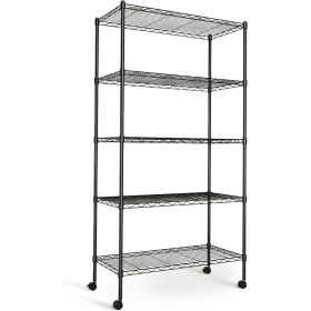 Heavy-duty Adjustable Metal Shelf With Wheels, Suitable For Garages, Kitchens, Storage Rooms, Laundry Rooms And Offices. Easy To Assemble. (Option: 5 layer)