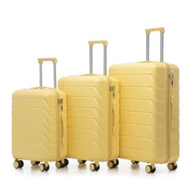 20 24 28 3 Pcsset In ABS Spinner Wheel Luggage, Matching Color , With Combination Lock Yellow (Option: Yellow)