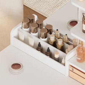 Vanity Table With Mirror 2 Drawers 3 Open Shelves Elegant White Makeup Desk For Bedroom Dorm Apartment (Option: Default)
