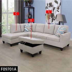 Self Pickup Only--Light Grey Fluffy Fabric Living Room Sofa (Option: 3pcs)