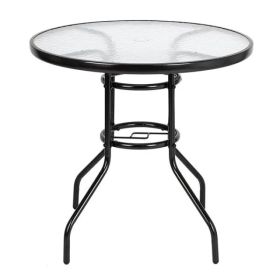 Outdoor Dining Table Round Toughened Glass Table Yard Garden Glass Table(SAME AS 93152635) (Option: defaulttitle)