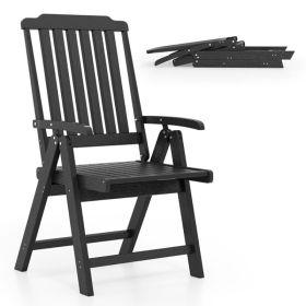 Foldable Patio Chair All-Weather HDPE Outdoor Dining Chair With Armrest  For Indoor And Outdoor Settings, Living Room, Balcony, Porch, Patio, Etc (Option: Black)