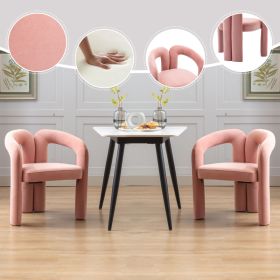 Contemporary Designed Velvet Fabric Upholstered Accent Dining Chair  Barrel Side Chairs Kitchen Armchair For Living Room Set Of 2   Velvet (Option: Pink)
