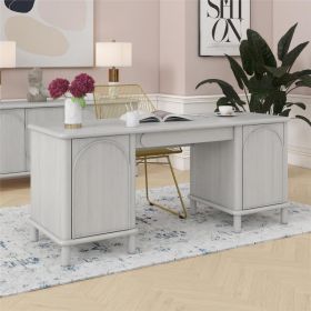 Selena Double Pedestal Desk (Option: Rustic White)