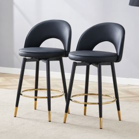 360  Rotatable Bar Chair.Modern PU Comfortable Upholstered Bar Chair With Smooth And Beautiful Black Metal Legs For Dining Room, Kitchen, Terrace (Option: Black)