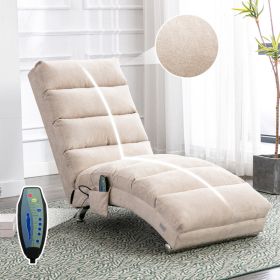 COOLMORE Luxury Upholstered Chaise Lounge Chair With Vibration For Relaxation, Modern Fixed Back Fabric Leisure Recliner Sofa For Living Room Bed (Option: Beige)