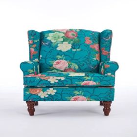 Modern Accent Chair With Retro Wood Legs, Comfy Upholstered Armchair, Floral Design Single Sofa Chair For Living Room Bedroom Office - Floral Cya (Option: defaulttitle)
