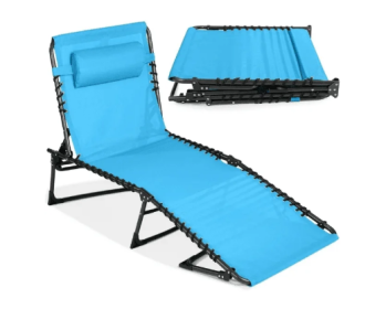 Park Steel Stacking Chaise Lounge Chair For Outdoor Patio (Option: Cyan)
