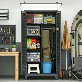 73'' Tall Metal Tool Storage Cabinet, With Ample Storage Space For Garage,Warehouse,Garden,Office, Living Room,Bathroom,Utility Room Slate (Option: Slate)