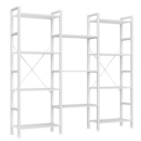 A Wide Bookshelf With Adjustable Shelves, Which Can Be Transformed Into An Industrial-style Display Unit With Three Columns And Four Layers. (Option: White)