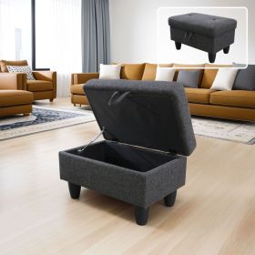Pickup Only--Black Grey Linen Living Room Sofa Set Ottoman (Option: F09804 O)