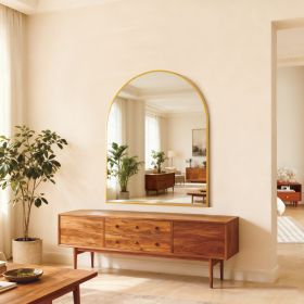 30x36 Inch Gold Metal Framed Arched Bathrrom Mirror For Wall. (Option: Gold)