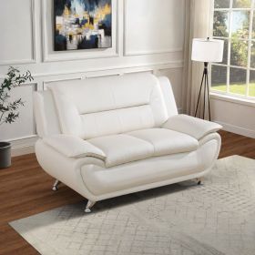 Pickup Only--White Faux Leather Loveseat Living Room Sofa (Option: F4604.L)