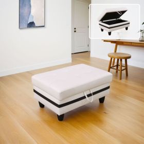 Pickup Only---White And Black Semi PU Synthetic Leather 3-Piece Couch Living Room Sofa Set (Option: O)