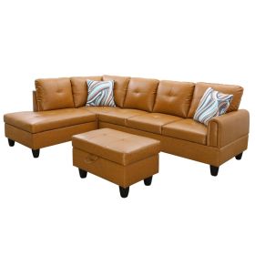 Pickup Only--Ginger Faux Leather 3-Piece Living Room Sofa Set (Option: F09726A3PCS  S.C.O)