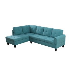 Only Self Pickup--Teal Blue Fluffy Fabric 3-Piece Living Room Sofa Set (Option: F09703A   2PCS  S.C)
