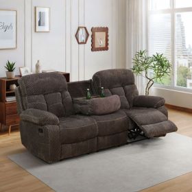 Pickup Only--Brown Cashmere Fleece Living Room Recliner Intelligent 3-Piece Sofa Set (Option: GS5132  .S)