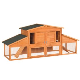Extra-large Wooden Rabbit House, Chicken Coop, Outdoor Unit That Can Be Easily Assembled And Stable, Indoor With Cleaning Tray And Waterproof Roo (Option: Natural Wood)