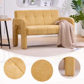 Nordic Modern Double Armchair Living Room & Bedroom Compact Upholstered Sofa Leisure Sofa Comfortable Seating With Dual Armrests Can Be Paired Wi (Option: Yellow)