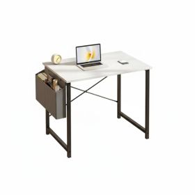 Small Office Desk For A Small Space, With Storage Bags And Hooks On The Computer Desk (Option: White  44in)