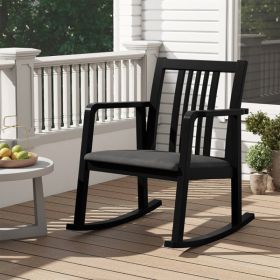 Rocking Chair With Slatted Back And Curved Armrests Rubberwood For Living Room, Bedroom, Study, Balcony Or Covered Patio (Option: Natural  Beige)