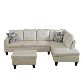 Pickup Only--Pearl White Faux Leather 3-Piece Living Room Sofa Set (Option: F09729B3PCS  C.S.O)