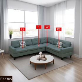 Pickup Only -Dendrobium Green Calico 4-Piece Living Room Sofa Set (Option: F22305 .2PCS . LS.C.RS.W)