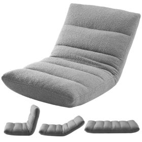 Adjustable Floor Chair With Memory Foam, Folding Gaming Chair And Sleeper Bed (Option: Gray)