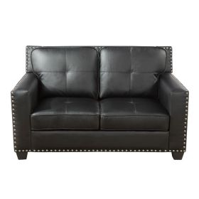 Pickup Only--Black Faux Leather 3-Piece Living Room Sofa Set (Option: F2502  L)