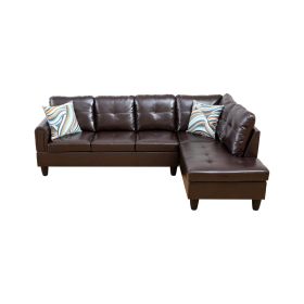Pickup Only--Brown Faux Leather 3-Piece Living Room Sofa Set (Option: F09723B2PCS  S.C)