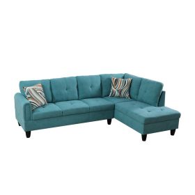 Only Self Pickup--Teal Blue Fluffy Fabric 3-Piece Living Room Sofa (Option: F09703B   2PCS  C.S)
