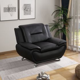 Self-pickup Only--Black Faux Leather Loveseat Living Room Sofa (Option: F4602  C)