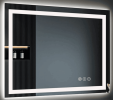 This tempered glass bathroom mirror with anti-fog and anti-break features offers a rectangular frame for wall-mounted use. Featuring a metal frame wit