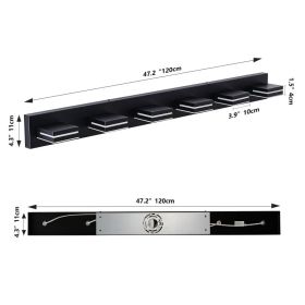 Modern Black LED Vanity Light, 6-Lights Wall Sconce For Bathroom And Mirror, Sleek Minimalist Design, Energy-Efficient, Easy To Install (Option: Default)