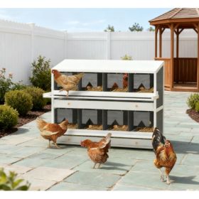 Chicken Nesting Box, 8 Compartment Wood Laying Boxes For Chicken Coop (Option: GreyWhite)