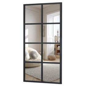 Window Pane Mirror, Rectangular Decorative Wall Mirror, Black Metal Frame Grid Mirror (Option: 1632BK)