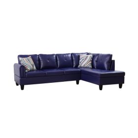 Pickup Only--Dark Blue-Violet Faux Leather 3-Piece Living Room Sofa Set (Option: F09730B2PCS  S.C)