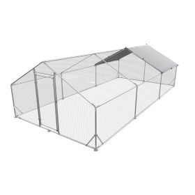 Large Metal Chicken Coop Walk-in Poultry Cage Hen Run House Rabbits Habitat Cage Spire Shaped Coop With Waterproof And Anti-Ultraviolet Cover 19. (Option: Silver)