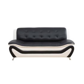 Self-pickup Only--Black & White Faux Leather 3 Seater Living Room Sofa (Option: F4501 S)