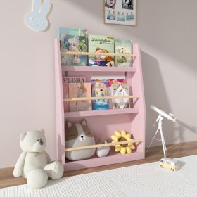 3 Tier Kids Book Shelf,Kids Book Rack, Helps Keep Bedrooms, Playrooms, And Classrooms Organized,Pink (Option: Pink)